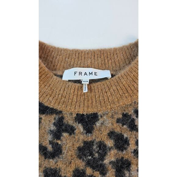 Frame cheetah print alpaca wool blend cropped sweater M (PETITE?) Casual winter - Picture 6 of 10